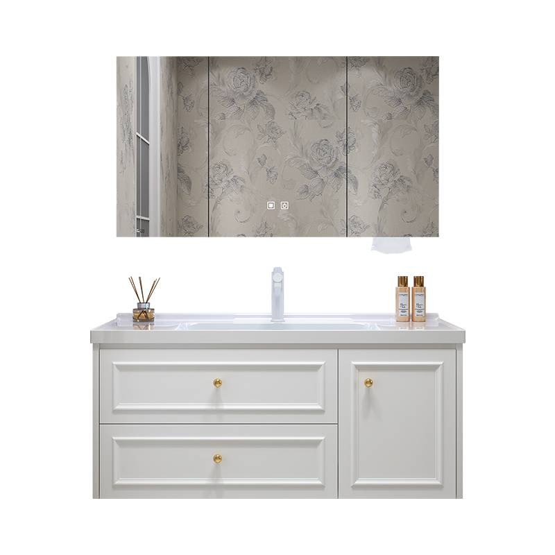 新款陶瓷一体盆浴室柜组合洗手脸盆柜卫生间洗漱台池法式现代简约 - 图2