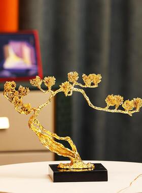 新中式轻奢迎客松摆件创意家居饰品创意客厅新居酒柜玄关布置摆设