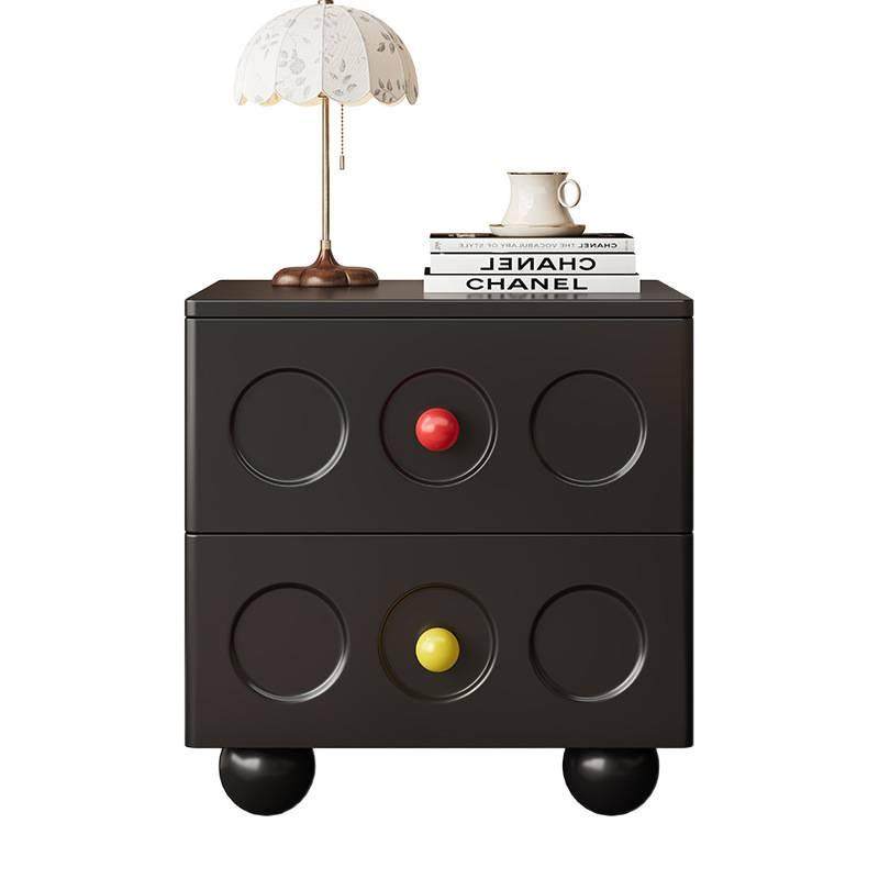 新款黑色复古实木床头柜小户型多尺寸边柜创意卡农床边抽屉柜,淘宝优惠券,粉丝福利购,淘宝优惠卷