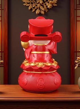 厂家直销财神福袋存钱罐摆件树脂工艺品招财储蓄钱袋商铺前台摆放