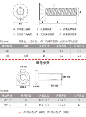 M6M8 不锈钢子母铆钉对锁螺丝304沉头内六角螺栓夹板固定子母铆钉