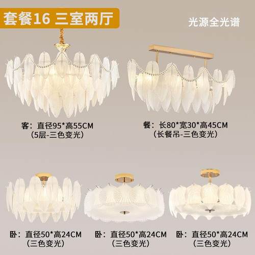 羽毛套客厅灯轻卧奢欧式吊灯2899025新款客厅餐厅组合法灯式灯餐 - 图3