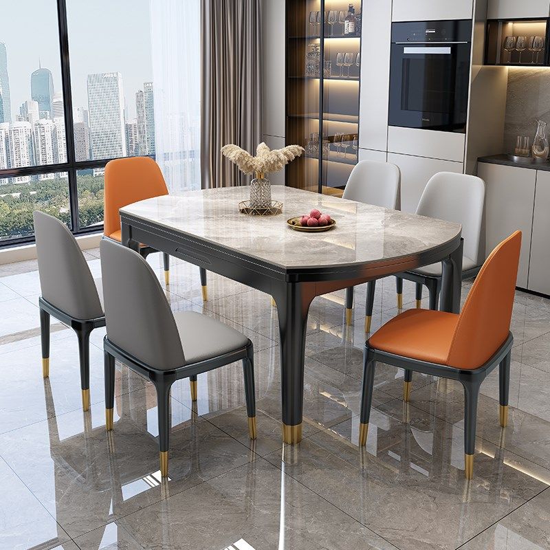 岩板餐桌可伸缩方圆两用家用小户型实木折叠现代简约轻奢可变圆桌,淘宝优惠券,粉丝福利购,淘宝优惠卷