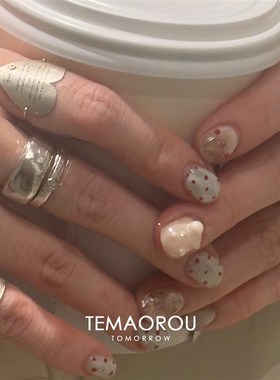 叠戴4件套!韩系大号爱心刻字戒指E女素圈不规则银食指戒宽口尾戒