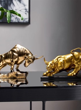 牛气冲天招财摆件家居客厅酒x柜老板领导办公室桌面装饰品轻奢高