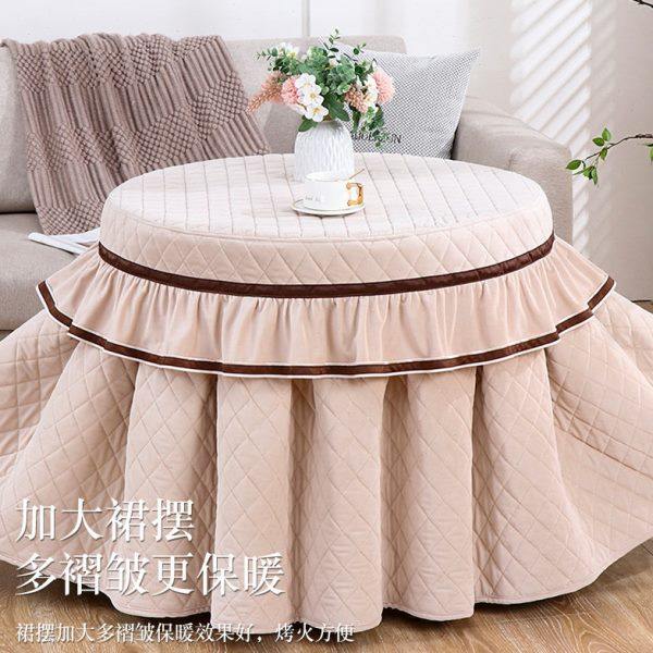 新款圆桌套夹棉桌布餐厅饭店加厚圆形烤火罩纯色布艺简约圆形裙摆,淘宝优惠券,粉丝福利购,淘宝优惠卷