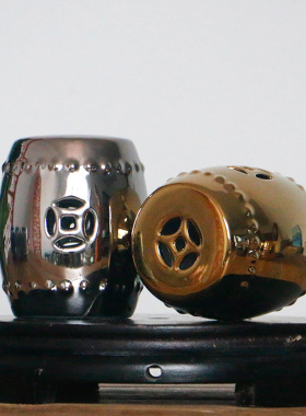 手工迷你陶瓷鼓凳新中式创意家居桌面小摆O件玄关酒柜装饰品摆设