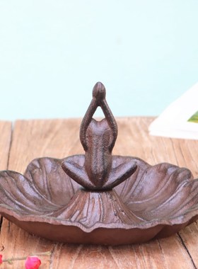 铸铁复古收纳盘铁艺青蛙荷u叶盘礼物桌面摆件北欧道具钥匙杂储物