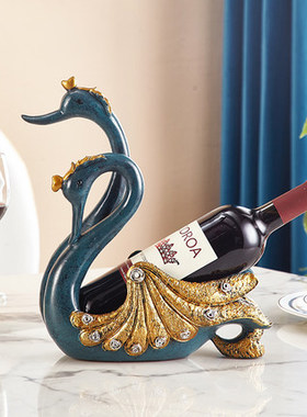 创意天鹅红酒架装饰摆件欧式简约现代家居L客厅葡萄酒柜酒架乔迁