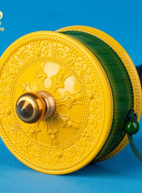 藏式转经简手摇转金桶文殊绿y度母金转筒西藏手持转金桶藏族摆件
