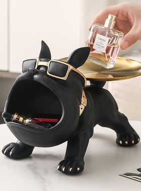 钥匙收纳摆件进h门口入户玄关轻奢现代简约客厅电视柜法斗狗装饰