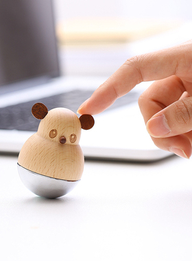 树德熊猫不倒h翁摆件办公室桌面装饰品可爱创意生日礼物女七夕节