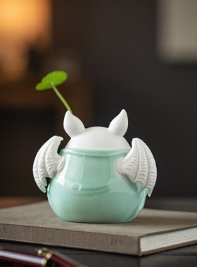 福从天降 创意陶瓷蝙蝠小摆件招财纳福家居客厅玄关X电视柜装饰品