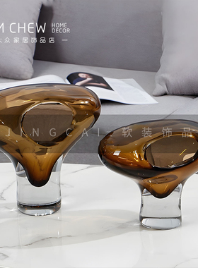 轻奢极简现代高级艺术感创意琉璃摆件玄关K电视柜样板间售楼处摆