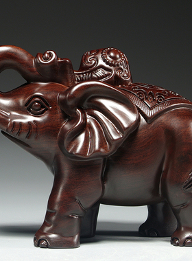 黑檀木雕刻大象摆件m一对木象家居客厅店铺装饰红木工艺品乔迁送