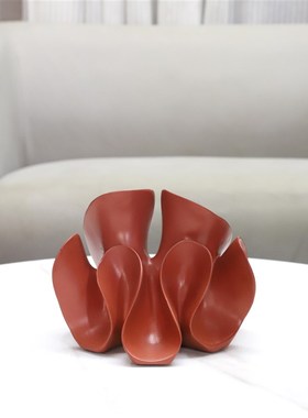 北欧极简几何树脂花瓣工艺品灯笼花装饰摆件玄关卧室X酒店家居饰