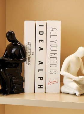 轻奢人物书档假书摆件现代简约客厅酒柜电视柜书房T书立架家居装