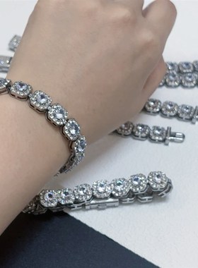 女款!逆爱柴鸡蛋池骋田栩宁同款方糖锆石手链个性U时尚满钻饰品新