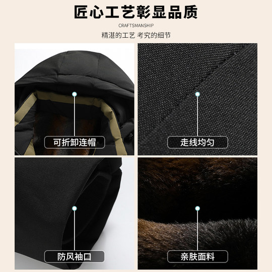 张铁林同款啄木鸟棉服男款冬季加绒爸爸装防寒防风中老年棉衣外套