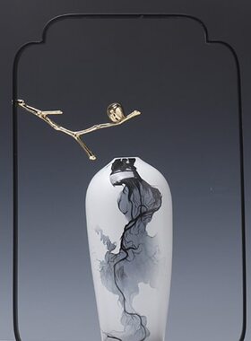 铁艺陶瓷花瓶家居饰品摆件客厅玄关电视柜工艺品摆设会所酒店软装