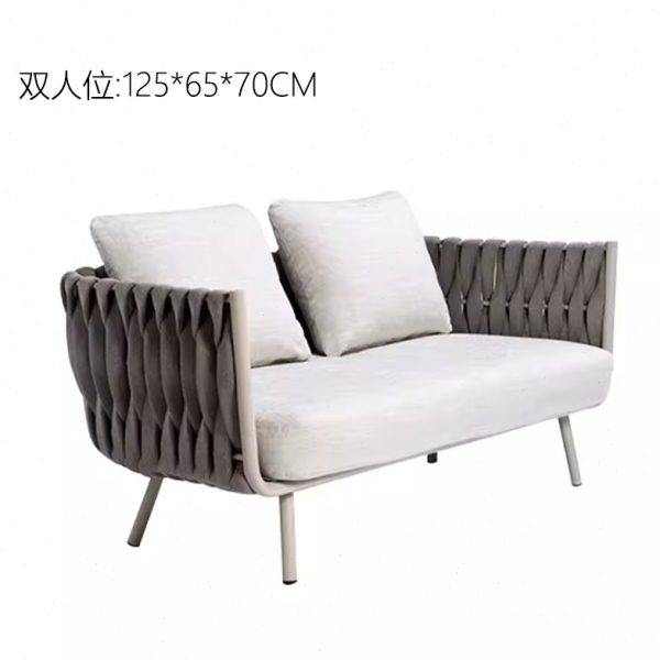 户外北欧简约绳编沙发室外阳台藤编休闲家具防水铝合金沙发椅家具,淘宝优惠券,粉丝福利购,淘宝优惠卷