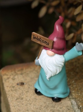 卡通圣诞胡子老爷l爷家居创意摆件阳台庭院花盆装饰橱窗餐厅布景