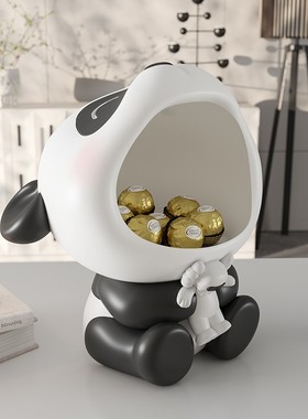 熊猫入户进门口放钥匙收s纳摆件玄关客厅桌面鞋柜电视柜创意装饰