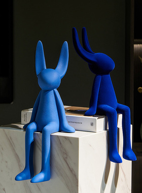 现代简约客厅摆件创意植绒坐姿兔子高级软M装拍摄公仔家居饰品摆