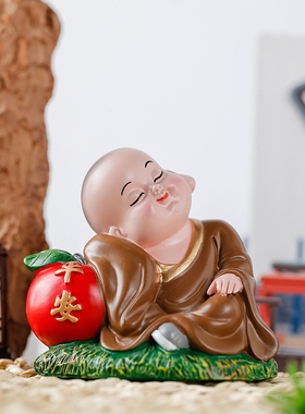 新中式客厅家居装饰饰p品小摆件办公桌创意可爱小和尚书房禅意摆