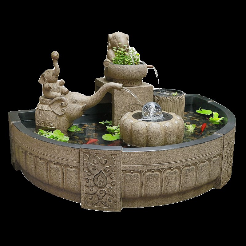 户外庭院大型鱼池流水摆件花园喷泉造景布置景观S水系室外鱼缸装 - 图3