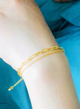 日韩简约时尚细手链 越南沙金镀金个性民族风学生首V饰女 久不掉