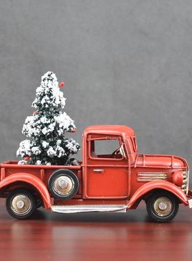 圣诞创意礼品 复古卡车模型收藏金属工艺品简约家居软装摆件