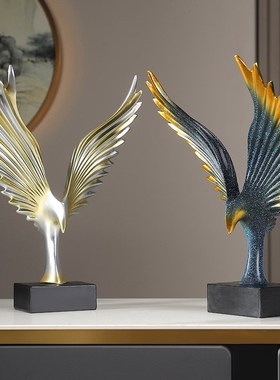 客厅玄关书房书柜电视柜大鹏展翅摆件装饰K品办公室桌面高档工艺