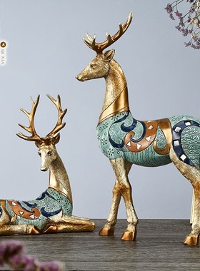鹿招财摆件北欧玄关工艺礼品摆饰摆设客厅电视柜酒柜家居X饰品轻