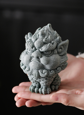 精品青砂石招财可养小麒麟貔貅z茶宠摆件国潮风书房客厅茶桌装饰