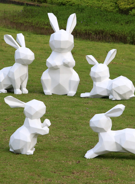 户外花园林景观h小品公园雕塑抽象几何兔子售楼处商场美陈装饰摆