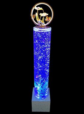 平安风水柱摆件气泡效果财源生水商务装饰水幕墙客厅吉祥家居招才