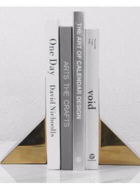 几何金属三角书档书立书靠金色球简约现代装饰摆件书柜书房样板房