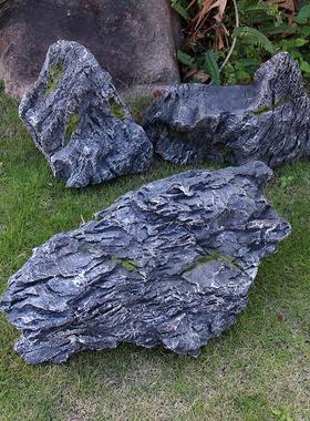 仿真黑山石假山石头户外庭院造景装饰室内软装大商场橱窗布置道具