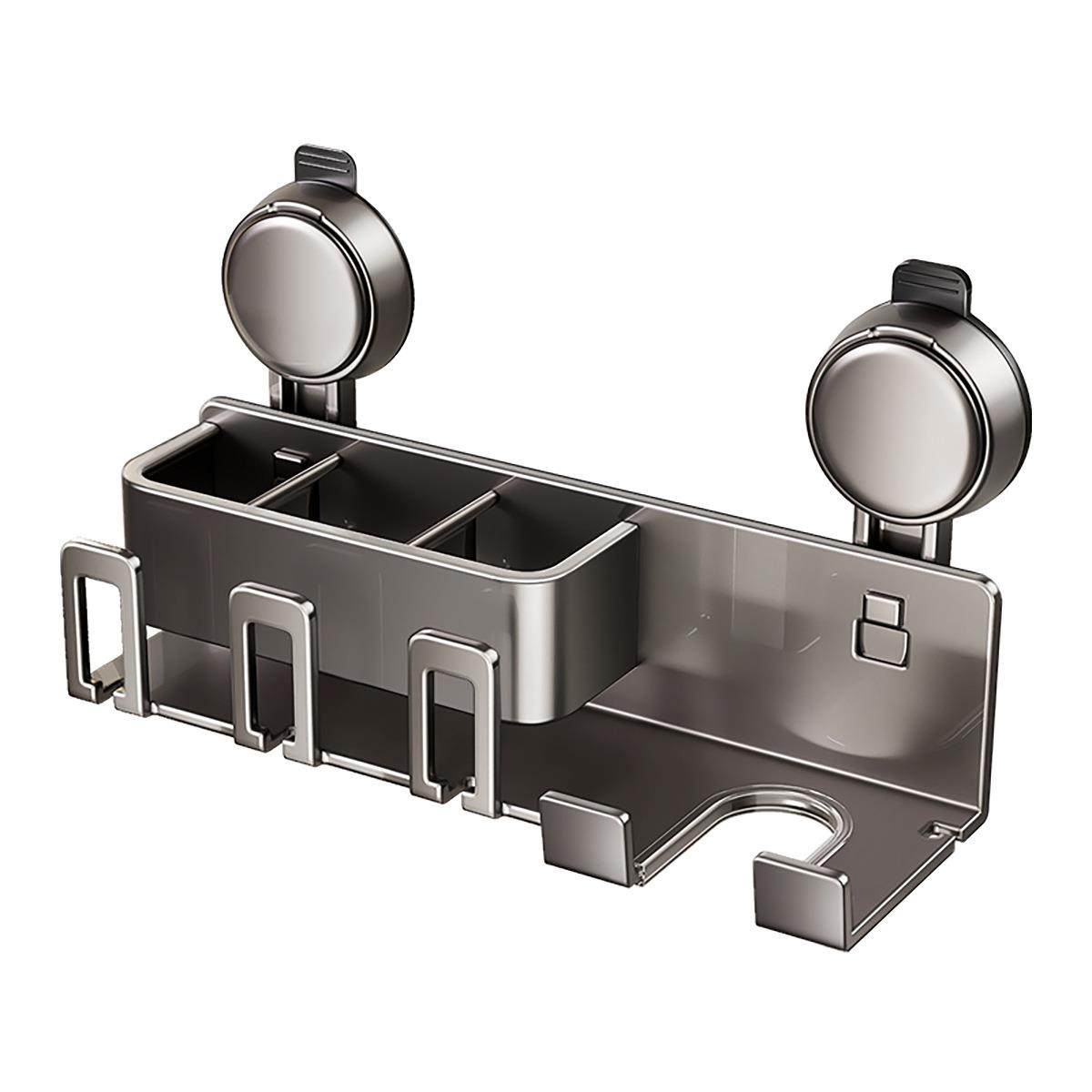 吹风机架子电吹风置物架带牙刷支架免打孔吸盘挂壁式收纳架铝制,淘宝优惠券,粉丝福利购,淘宝优惠卷