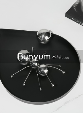 简约现代家居客厅金属电镀动物摆件酒店售楼P处样板房间软装饰品