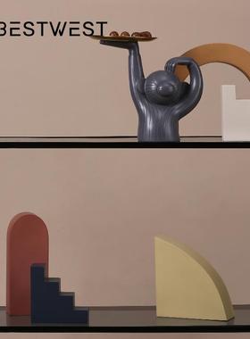 博西家居 现代几何立方体树脂摆件 ins风家居玄关软装橱窗装饰品