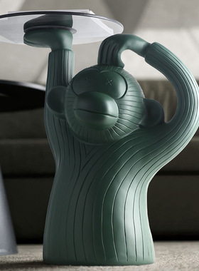 北欧客厅猩猩玻璃茶几家用个性果盘轻奢收纳创意猴V子托盘落地摆