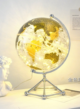 透明发光地球仪摆件轻奢家居客厅电D视柜办公装饰创意礼品生日礼