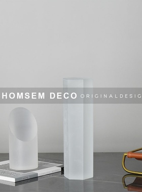 现代简约北欧几何立体水晶磨砂球轻奢摆J件样板房桌面摆设软装饰