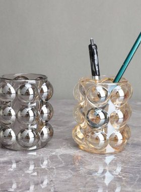 新中式水晶泡泡球笔筒售楼部卧室客厅餐厅书房电视柜桌面饰品摆件