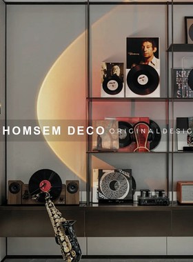 从上样板间覆古摆件黑胶唱片透z明盒子墙上挂饰拍照道具客厅装饰