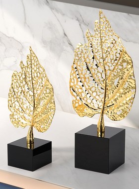 现代轻奢招财树h摆件高档金属叶子家居装饰品创意客厅电视柜酒柜