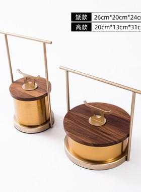 新中式金属提盒摆件样板间书房客B厅软装饰品中国风徽派收纳装饰