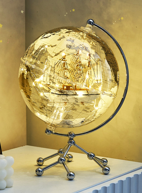 透明地球仪办公室书房摆件轻奢高档创意客K厅酒柜电视柜家居装饰